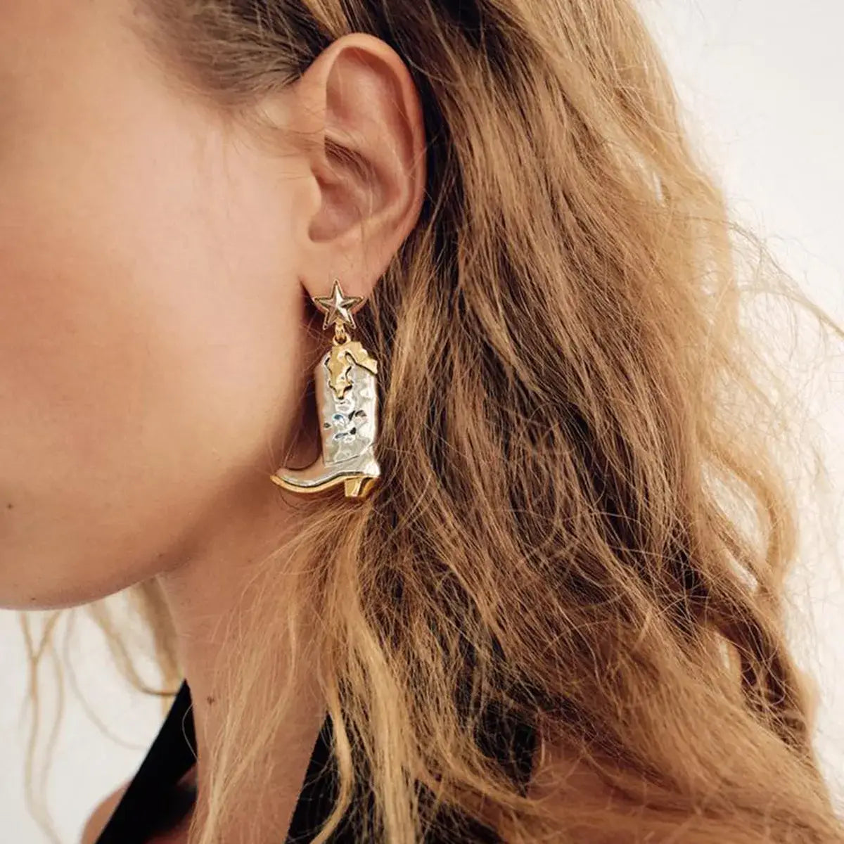 Cowboy Boot Necklace with Star and Earrings