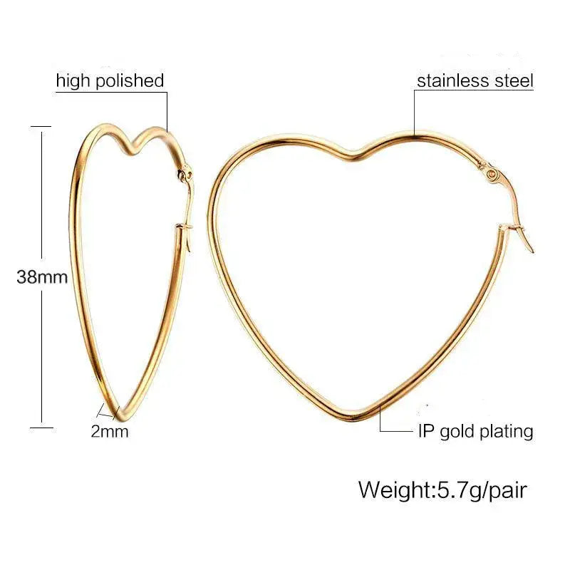 Silver Heart Hoop Earrings