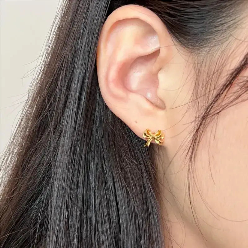 Sterling Silver Bow Earrings – Silver or Gold Jewelry