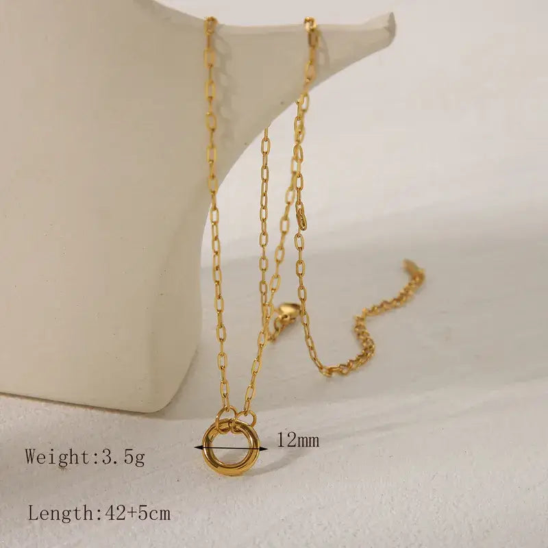 Gold Plated Paperclip Necklace with Ring for Charms Jewelry