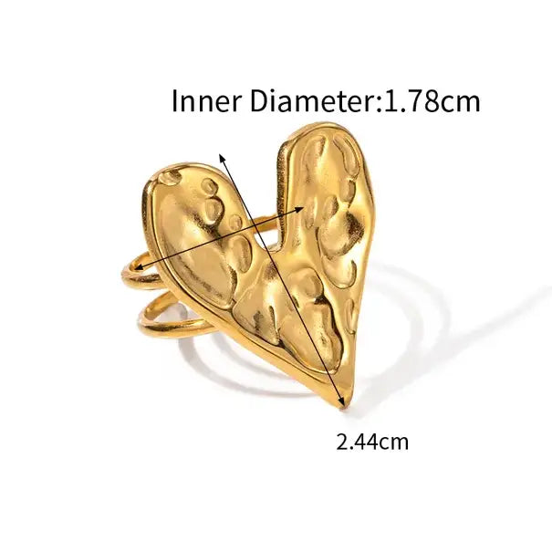 18K Plated Stainless Steel Heart Ring