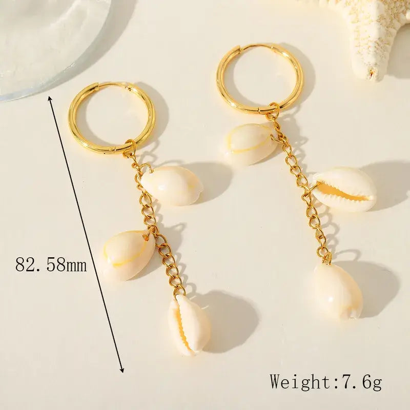 Conch Shell 18K Gold Plated Drop Earrings