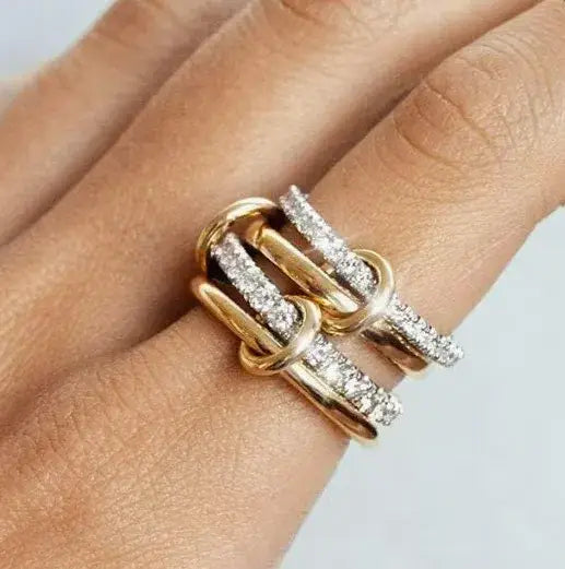 Classic Geometric Stacked Rings – Stainless Steel