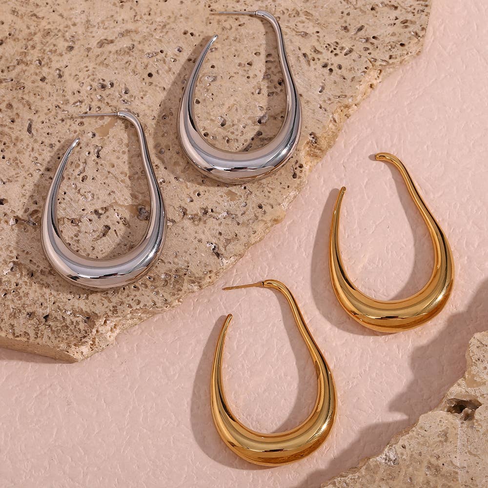 Geometric 18K Gold Plated Stainless Steel Earrings Hoops