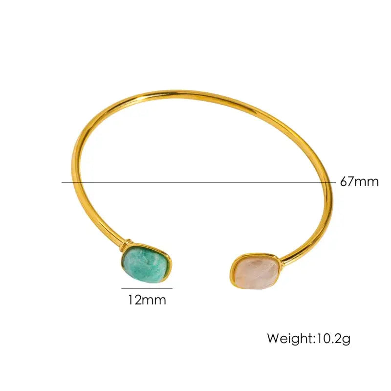 Waterproof Gold Stone Inlay Bangle – Stainless Steel