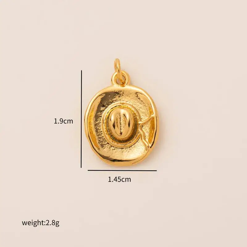 18K Gold Plated Cowboy Hat Charm Jewelry