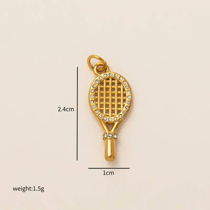 Tennis Charm Stainless Steel Charm Bar Tennis Racket