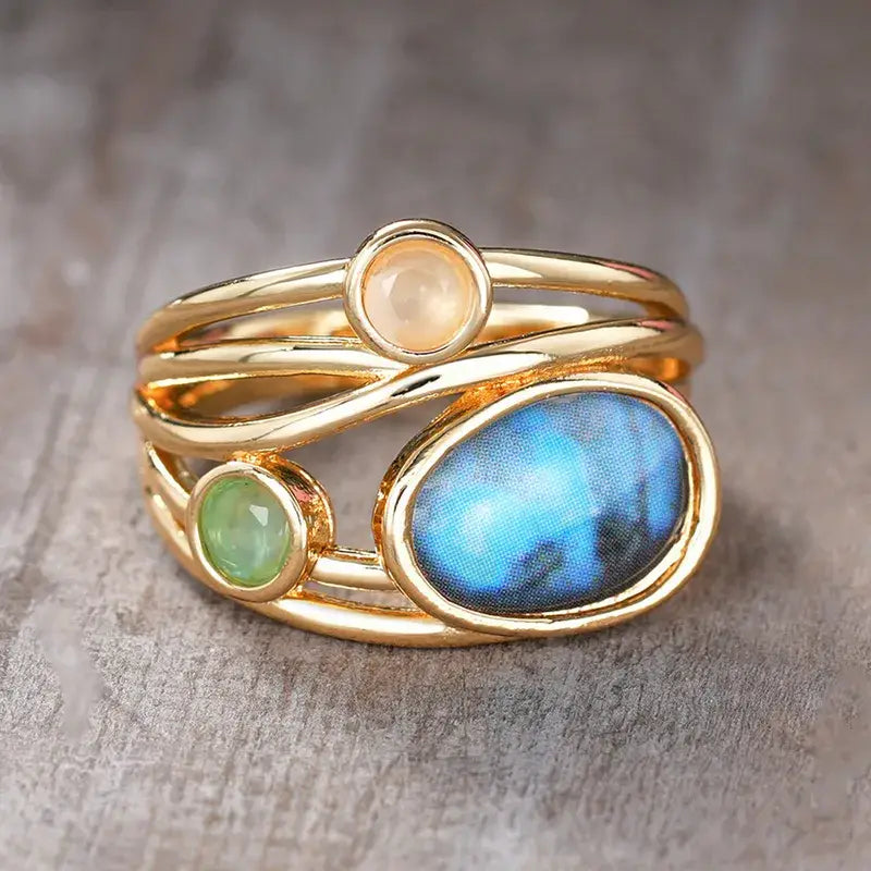Geometric Gold Plated Copper Statement Ring