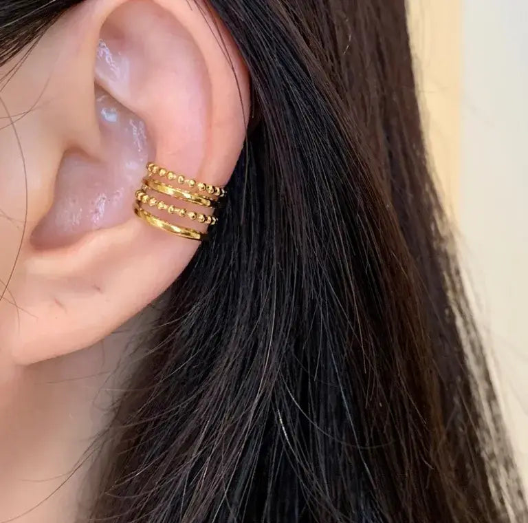 18K Gold Plated Stainless Steel Cuff Wrap Earring Jewelry