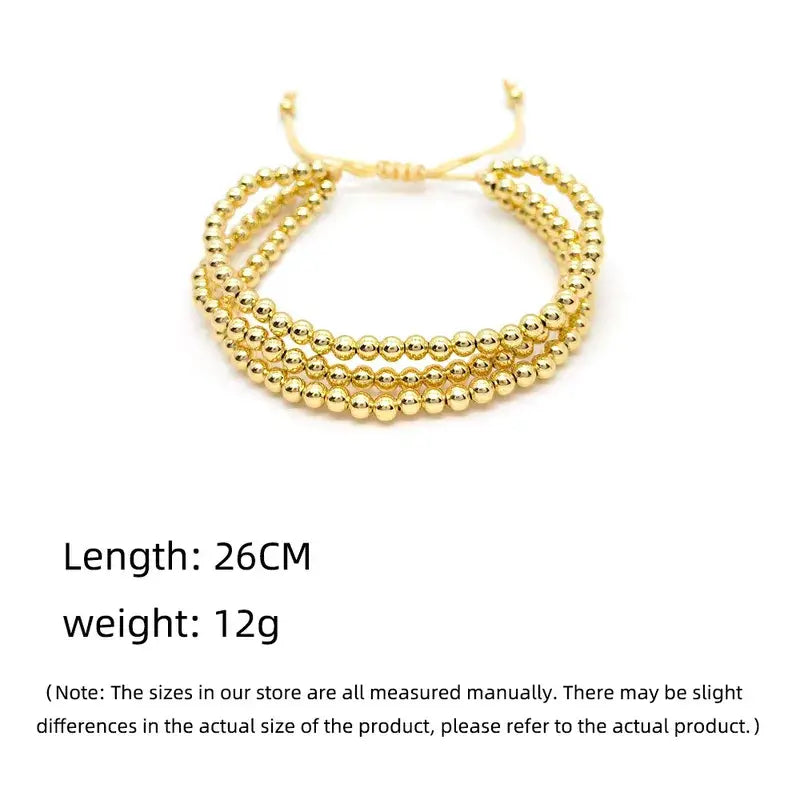 Stacked Gold Plated Stainless Steel Gold Beaded Bracelet
