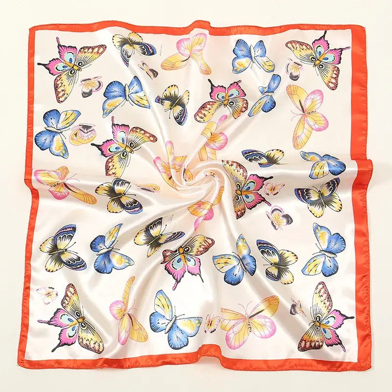 Women's Butterfly Satin Scarf Bandana – Silky Hair & Neck Sc