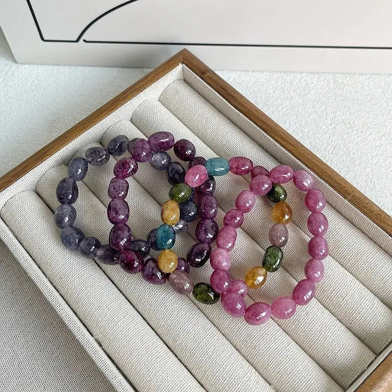 Natural Stone Beaded Elastic Stretch Bracelet
