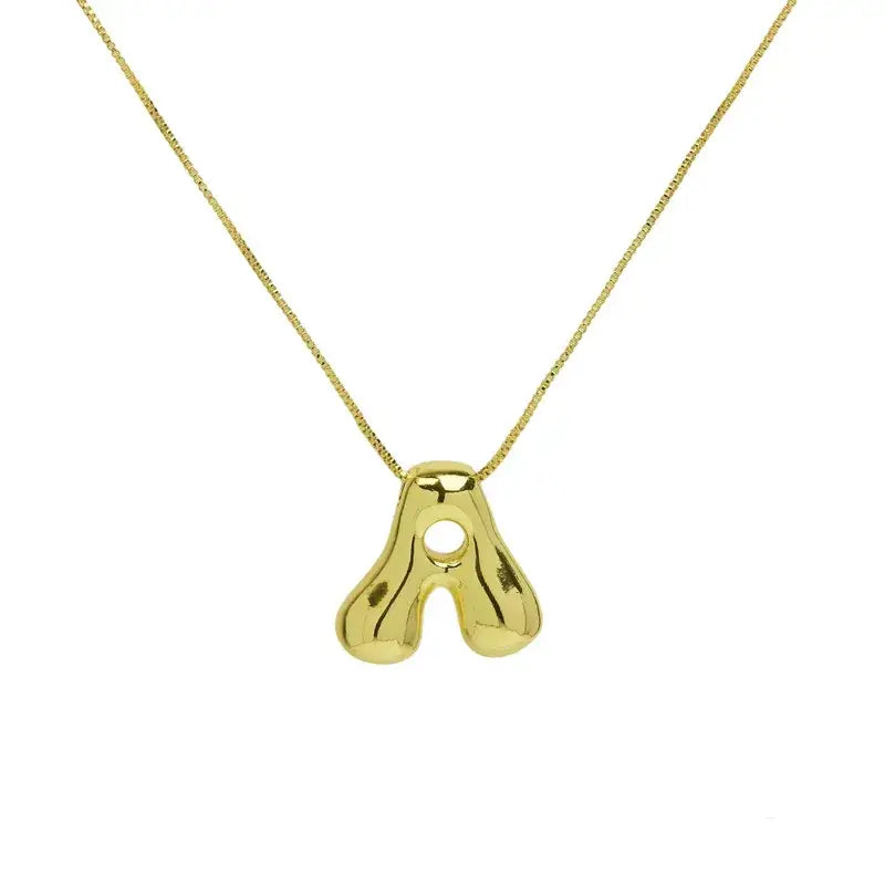 Groovy Large Bubble Initial Alphabet Necklace Jewelry