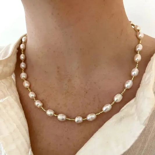 Pearl and Gold Chain Necklace