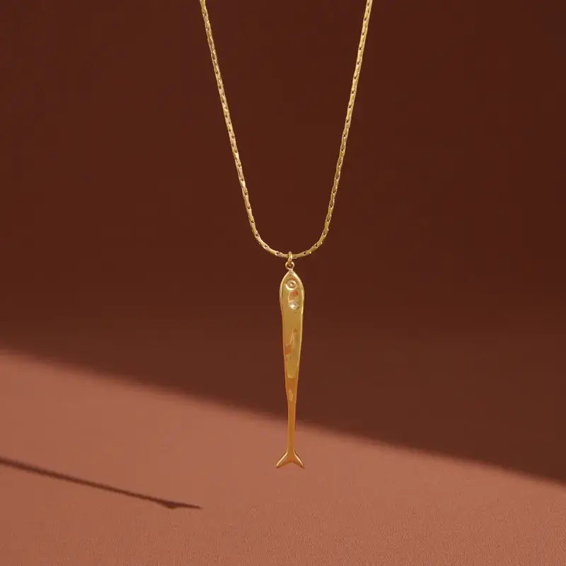 Coastal Fish Necklace, 18K Gold PVD