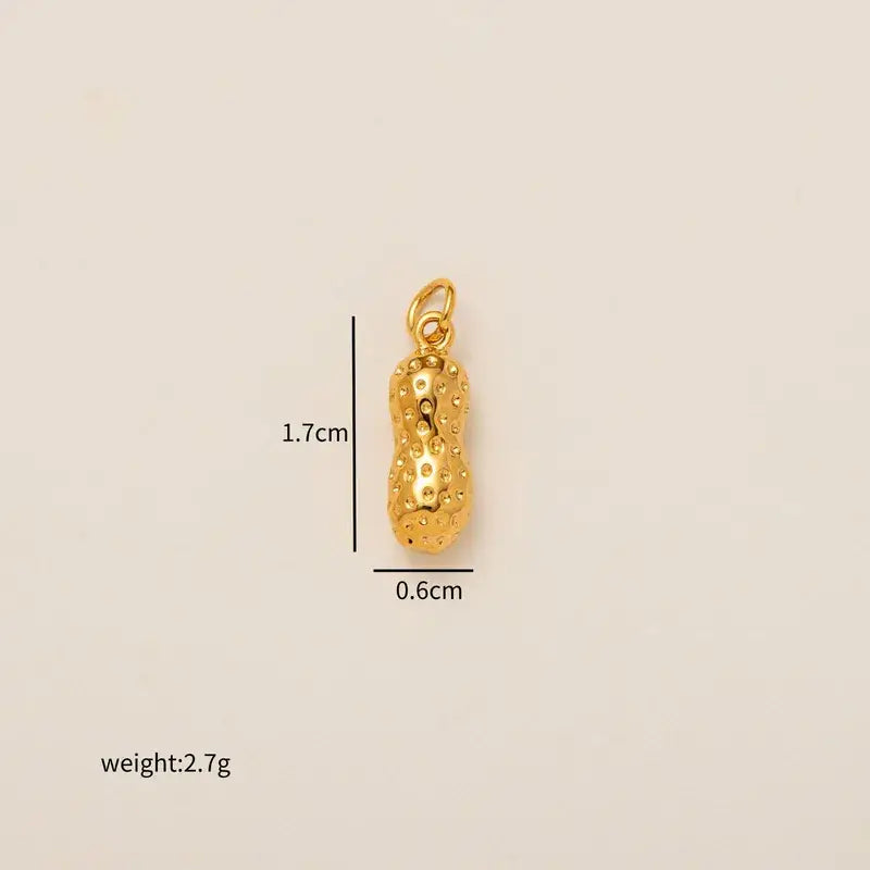 Peanut Charm 18K Gold Plated Stainless Steel Charm Bar