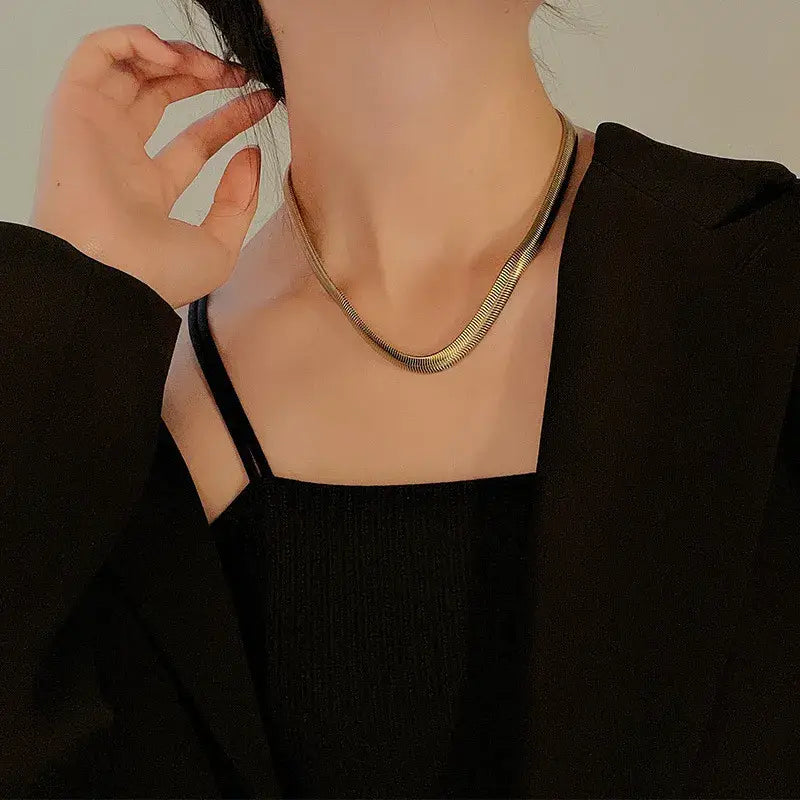 Gold or Silver Mesh Link Gold Plated Stainless Necklace
