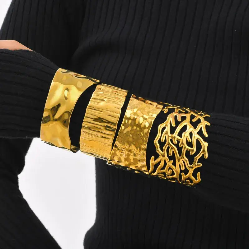 Chunky Gold Bangle Cuff Bracelet