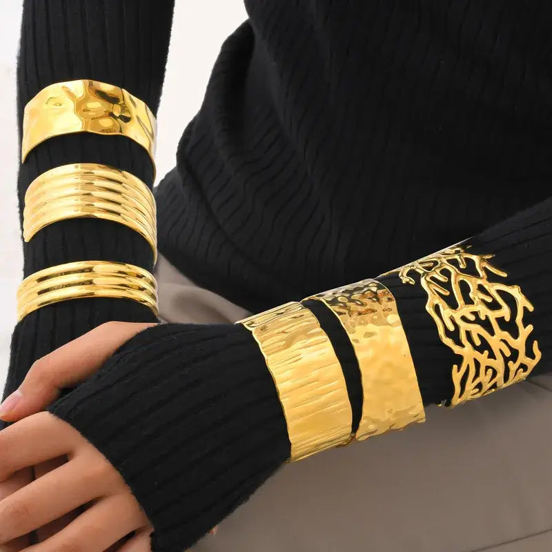 Chunky Gold Bangle Cuff Bracelet