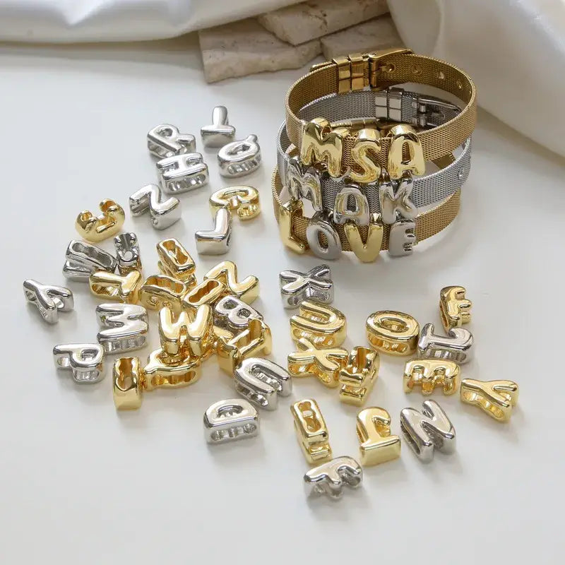Gold Plated Bubble Letter Bracelet Jewelry