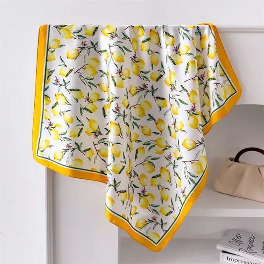 Summer Scarf Italian Scarf European Silk Scarf Lemons Fruit