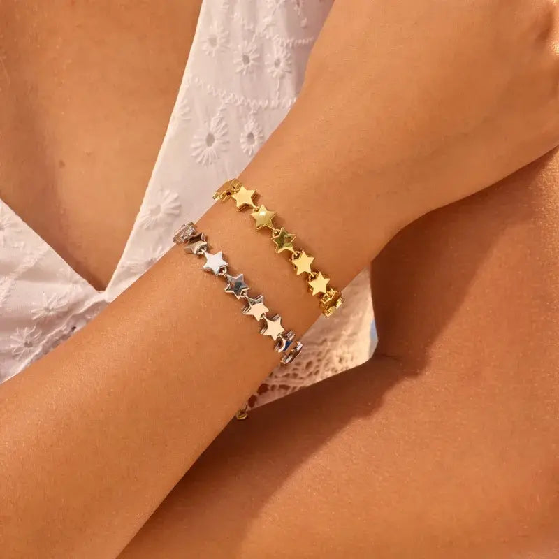 18K Gold Star Bracelet – Stainless Steel PVD in Silver/Gold