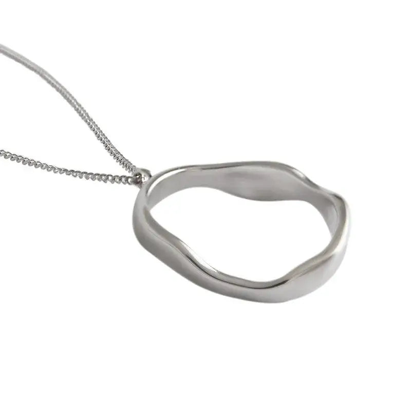 Sterling Silver Necklace with Large Round Pendant Jewelry