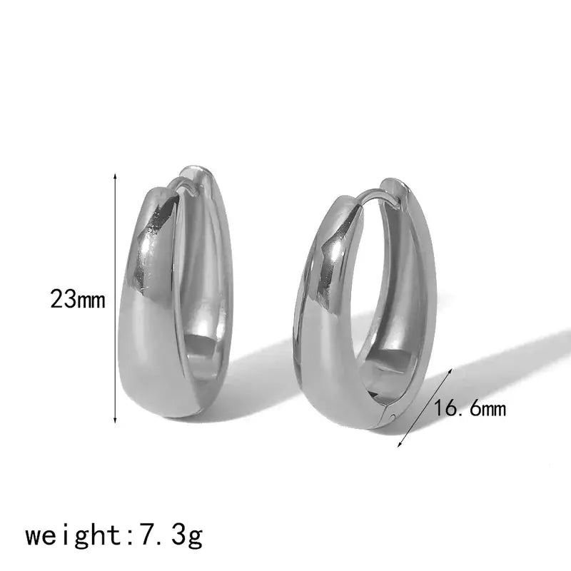 Stainless Steel Earring Thick Hoops in Gold or Silver