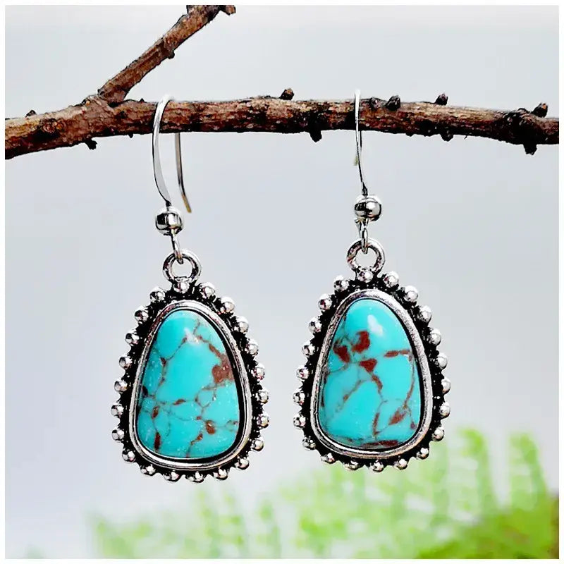 Silver Plated Turquoise Drop Earrings Jewelry