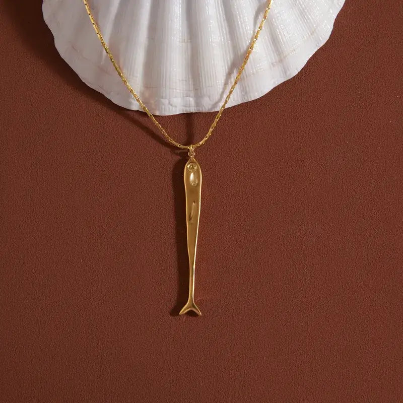 Coastal Fish Necklace, 18K Gold PVD
