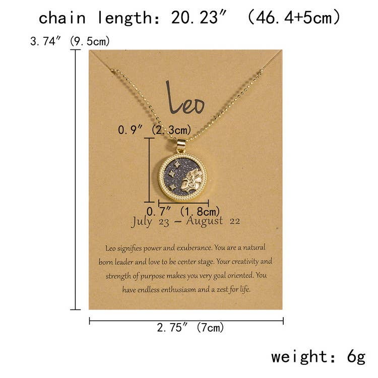 Constellation Birthday Round Pendant Inlay Necklace