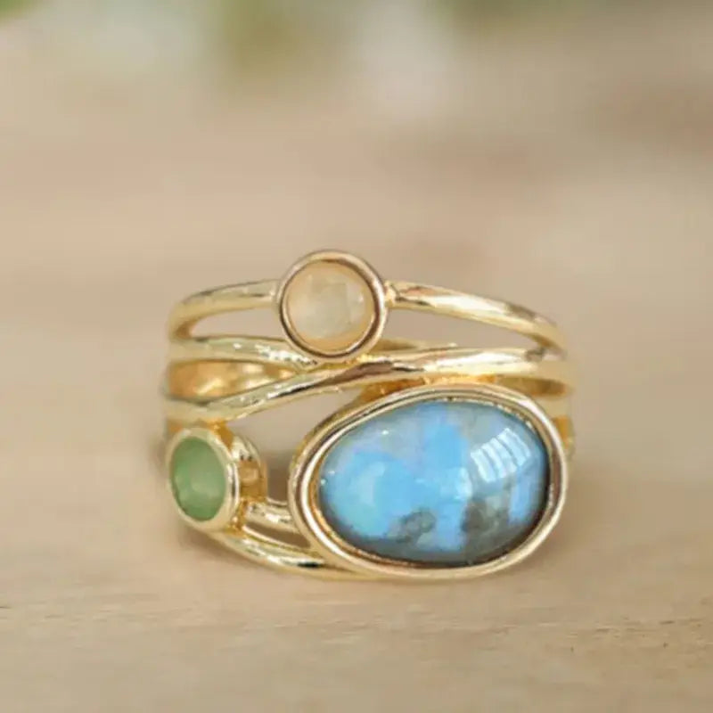 Geometric Gold Plated Copper Statement Ring