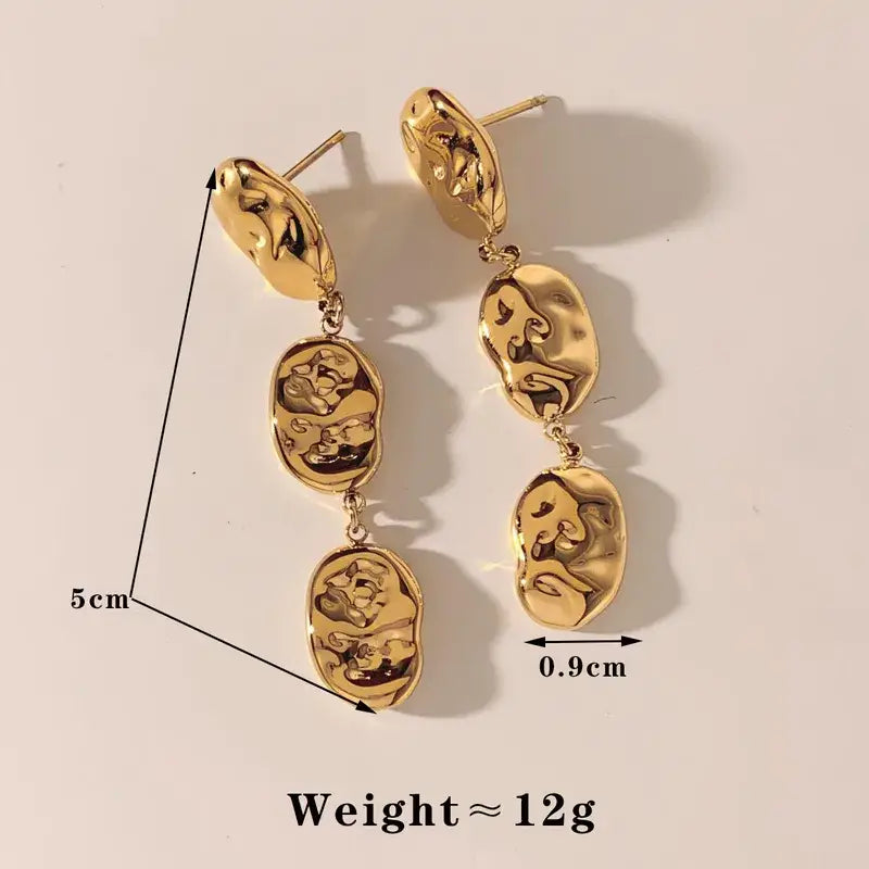 18K Plated Stainless Steel Drop Earrings in Silver or Gold