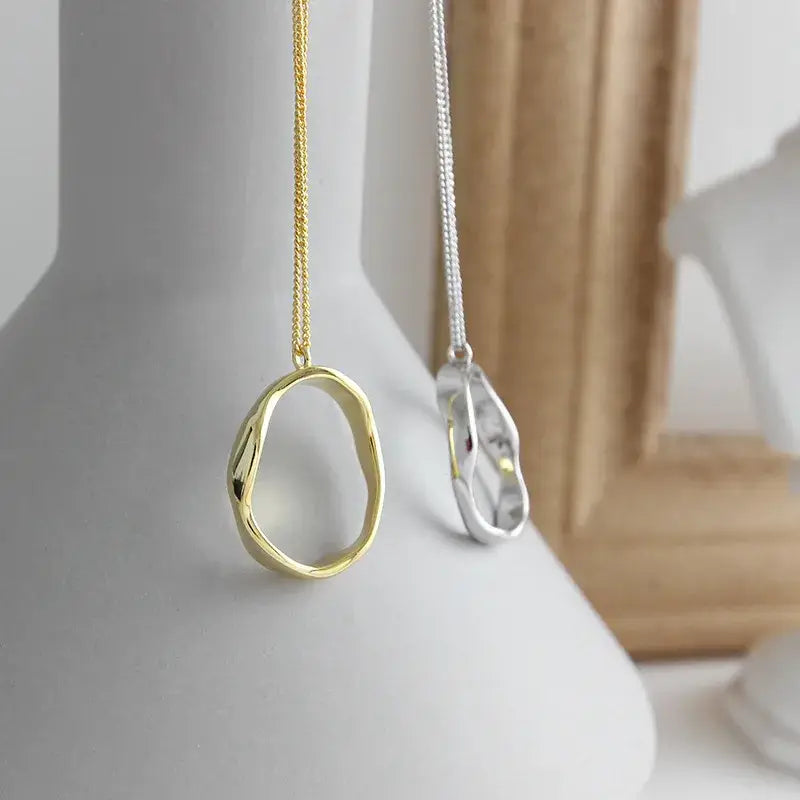 Sterling Silver Necklace with Large Round Pendant Jewelry