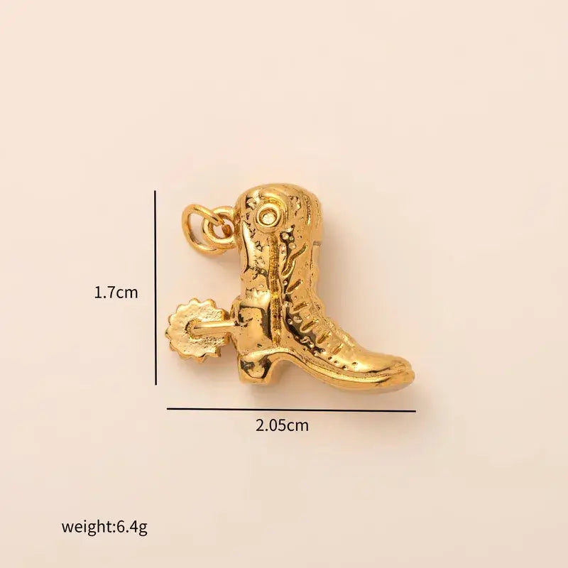 Cowboy Boot with Spur Charm Stainless Steel for Charm Bar