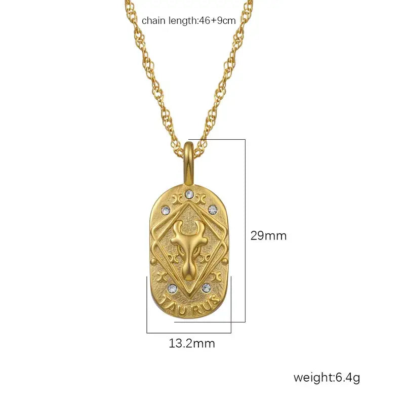 Gold Zodiac Constellation Pendant Necklace