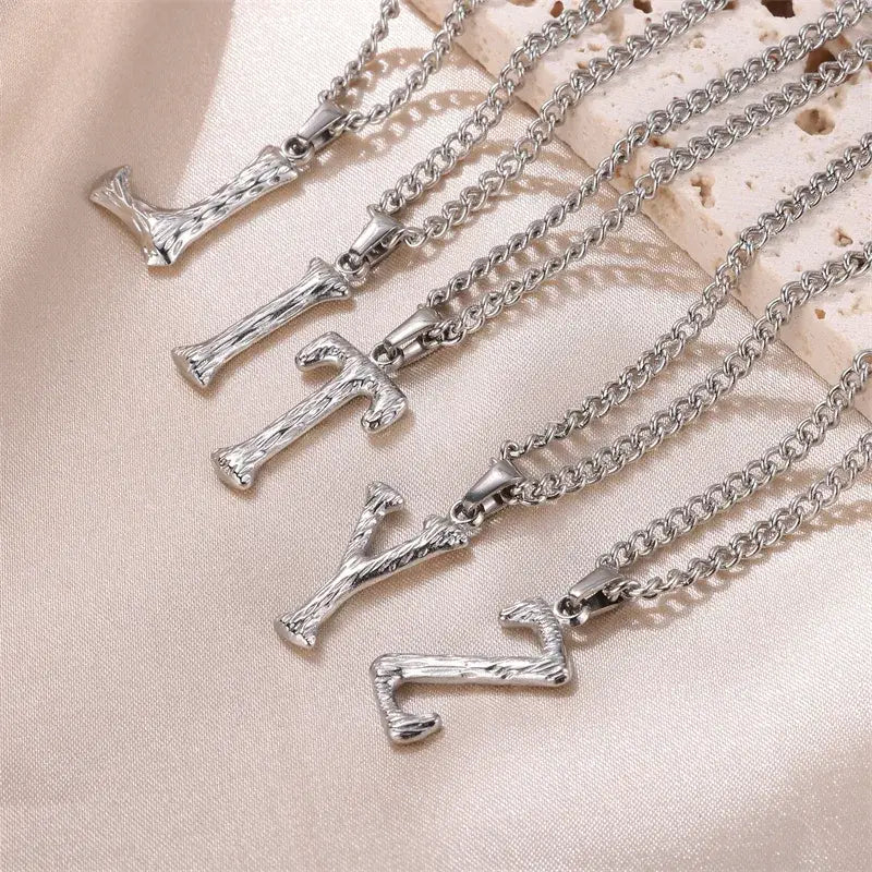 Large Rope Initial Letter Necklace in Silver/Gold Necklace