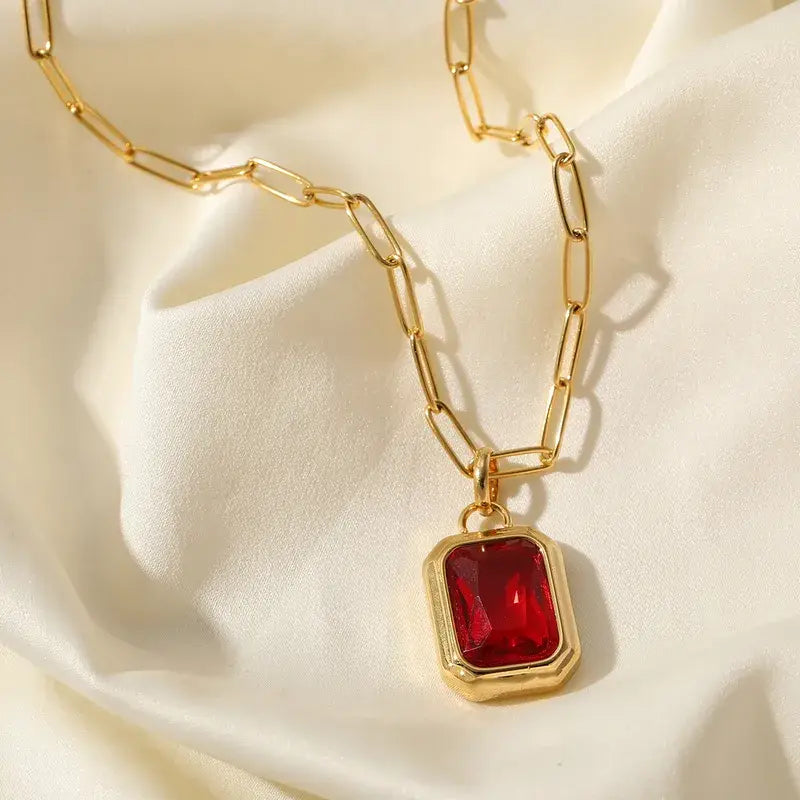 Vintage Style Stainless Steel Zircon Pendant Necklace