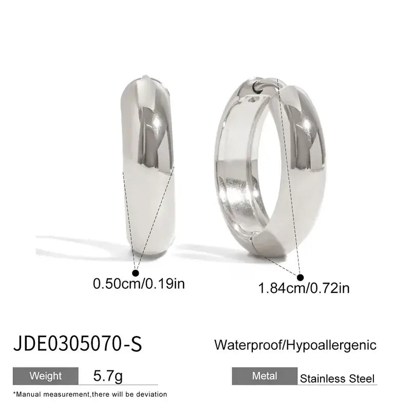 Classic 18K Plated Gold Hoop Earrings in Silver or Gold Hoop