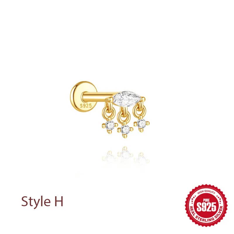 Sterling Silver Gold Tassel Stud Earrings