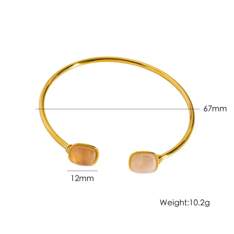 Waterproof Gold Stone Inlay Bangle – Stainless Steel