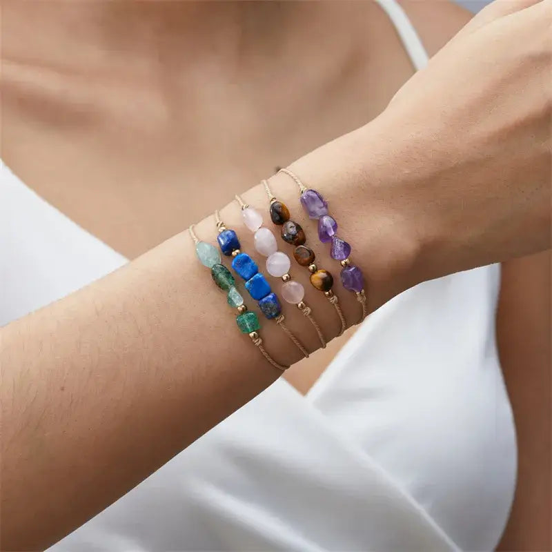 Handmade Zodiac Natural Stone Rope Bracelet