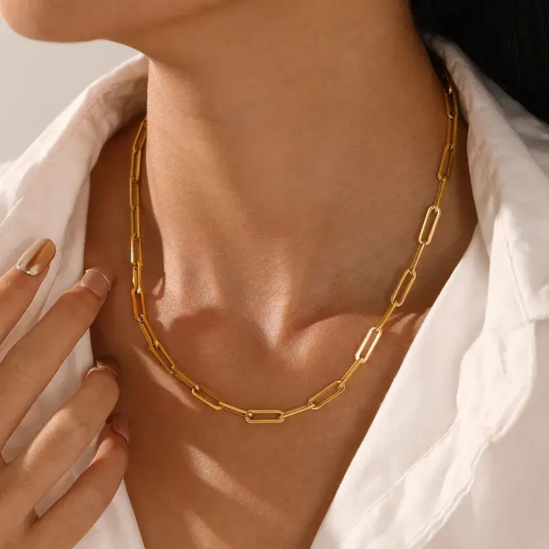 Classic Paper Clip Necklace Paperclip in Gold or Silver