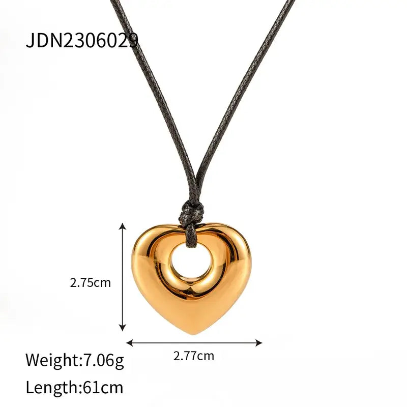 Gold Plated Pendant Black Rope Jewelry