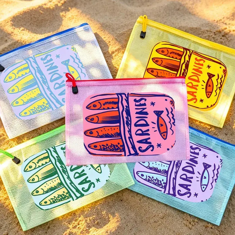 Colorful Sardine Print PVC Cosmetic Bag