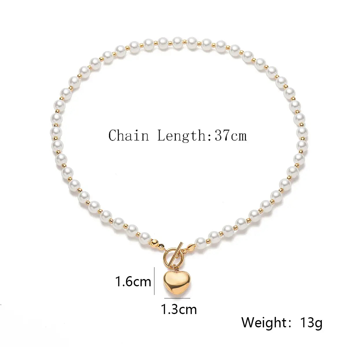 Heart Pendant with Pearl and Gold Chain Necklace