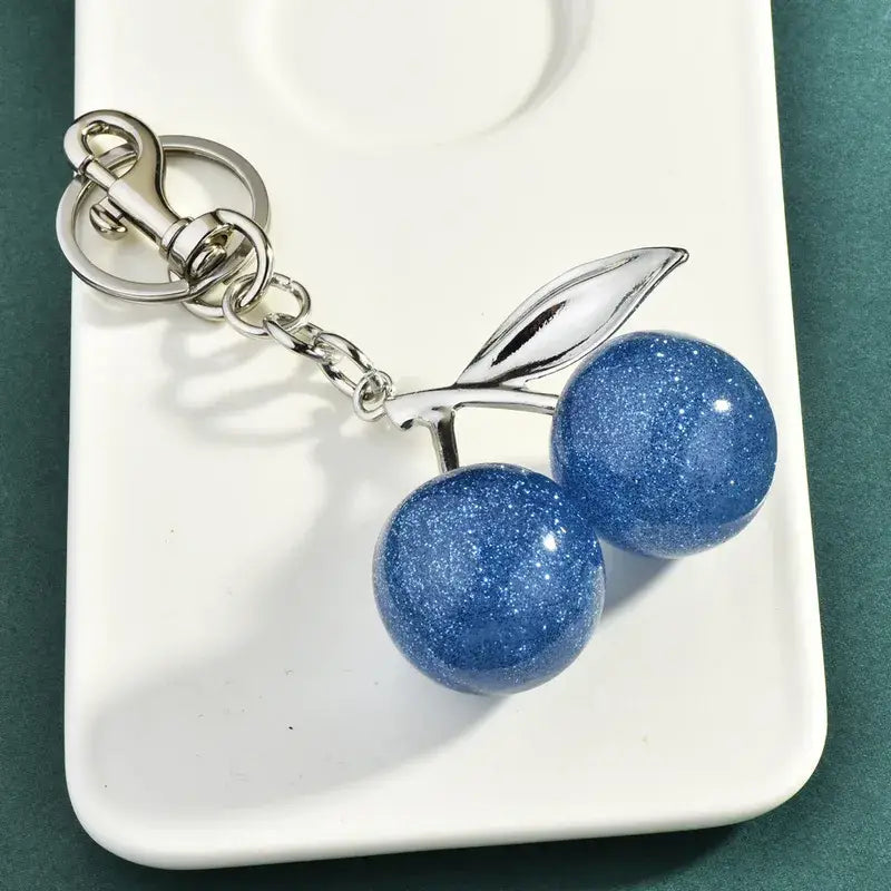 Stainless Steel Cherry Charm Keychain Jewelry