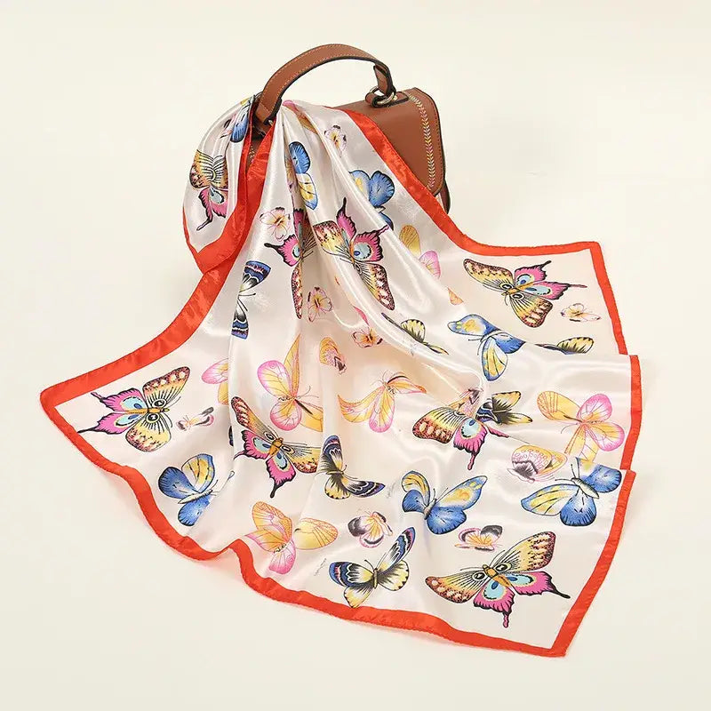 Women's Butterfly Satin Scarf Bandana – Silky Hair & Neck Sc