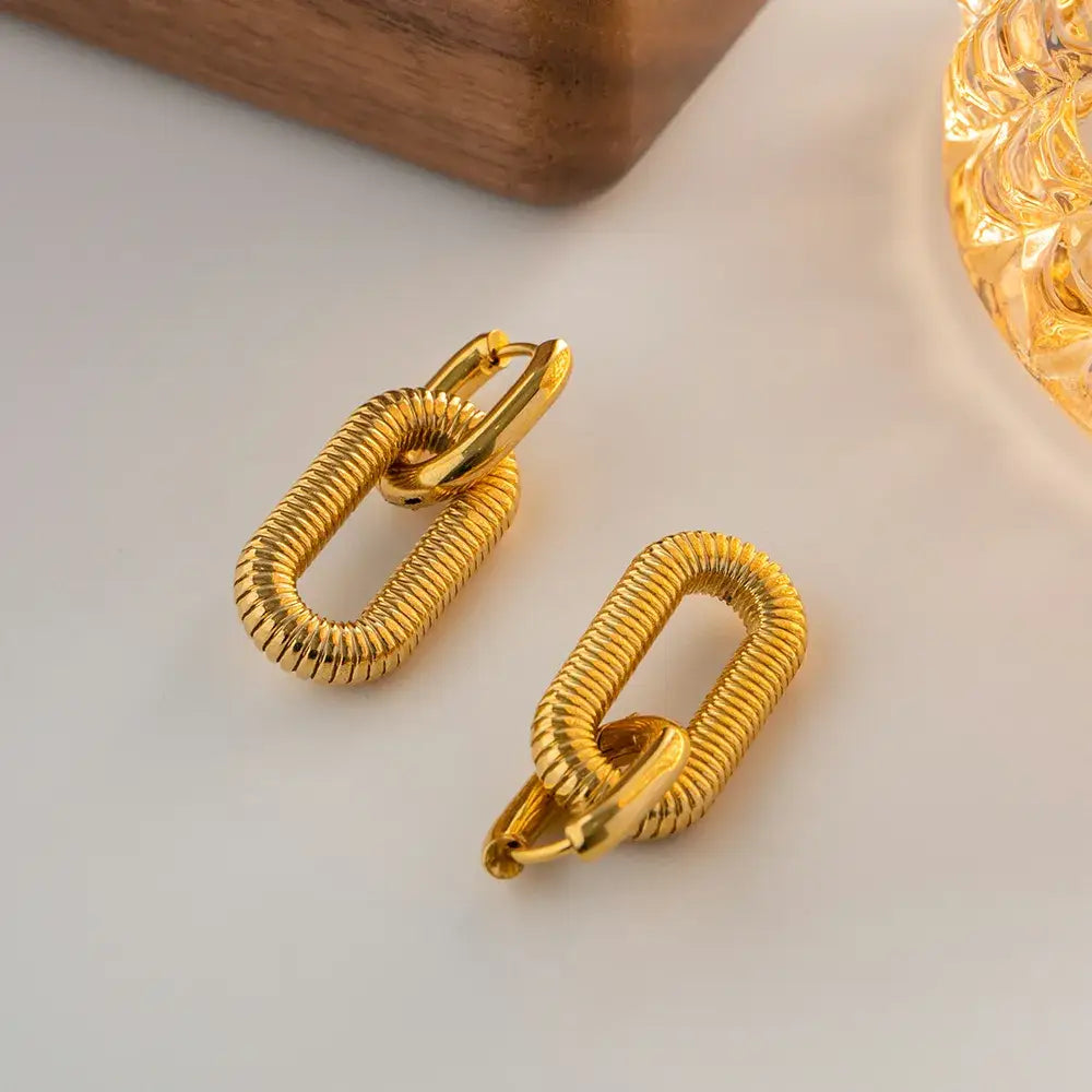 Oval Gold Hoop Earrings – Stainless Steel Drop Earrings