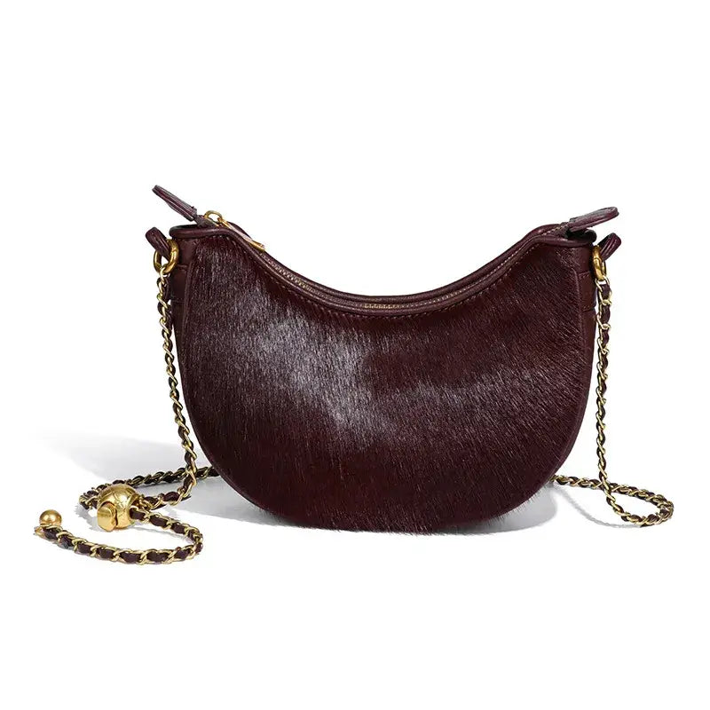 Leather Leopard Dumpling Crossbody Bag – Vintage Style